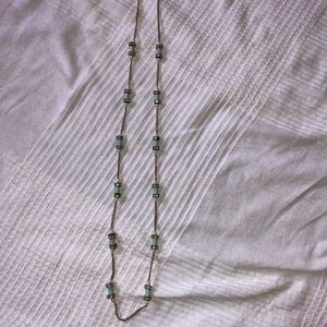 Jcrew long turquoise and pearl necklace